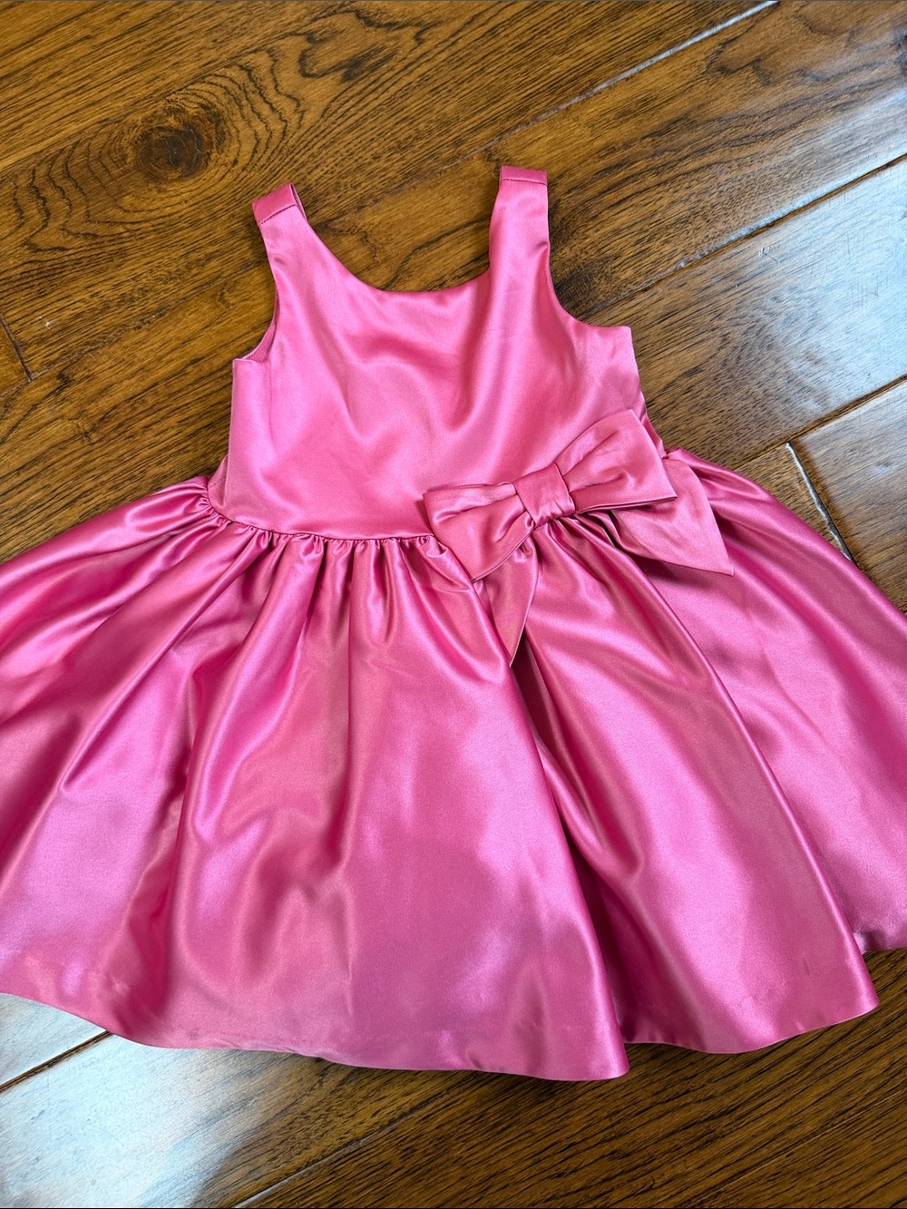 Girls Satin Bow Party Dress - Dusty Rose